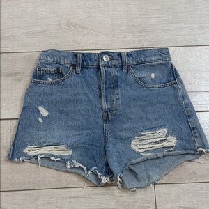 BDG Light Blue Distressed Jean Shorts